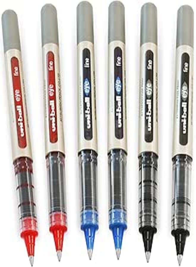 Uni-ball Eye UB-157 Rollerball Pens 0.7mm Nib Pack of 6 Pieces - Multi Color
